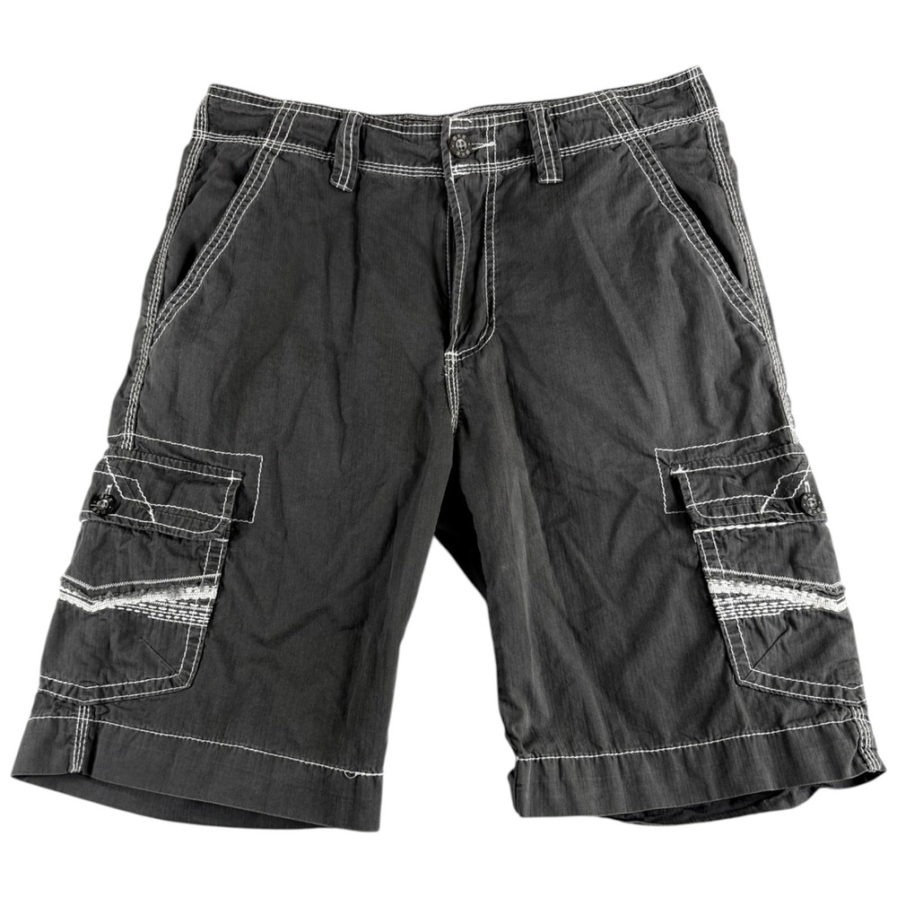 Buckle BKE Athletic Fit Cargo Shorts Mens 31x24 Gray Stitched Back Flap Pockets